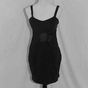 Womens Large Black Dress Peekaboo Waist Sleeveless Bodycon Padded Mini Dress EUC